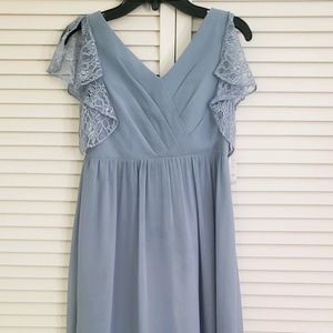 Junior Bridesmaid Dress Blue Lace Chiffon dressy